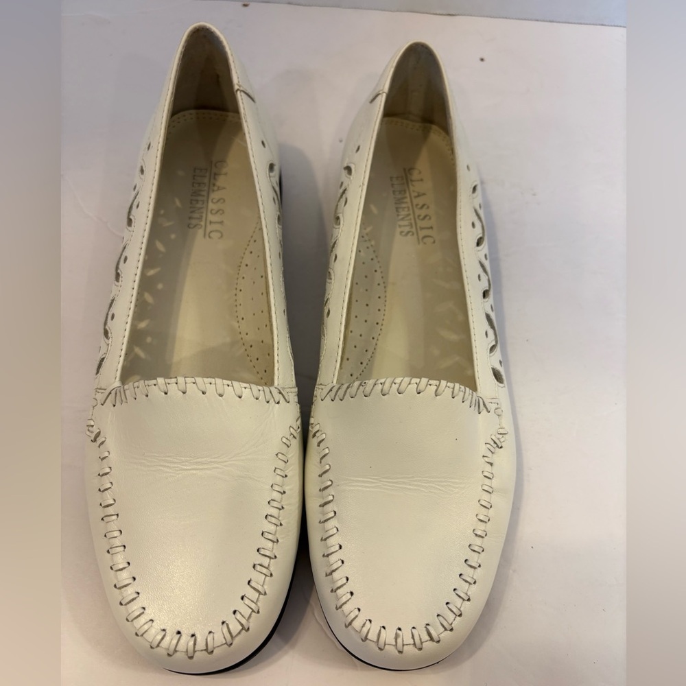 Classic Elements Elton white leather slip-on loafers shoes size 7 M - Picture 9 of 9